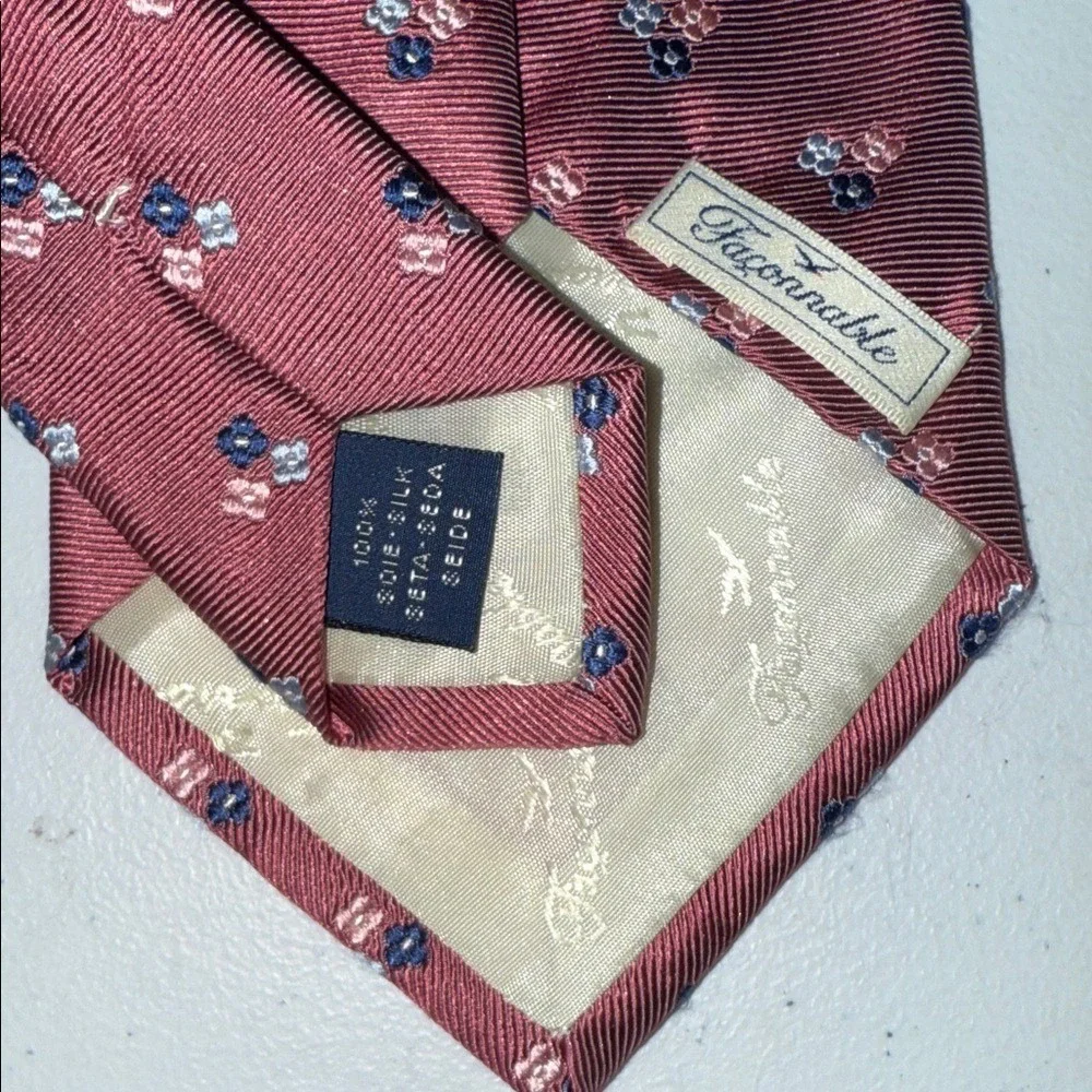 Faconnable Burgundy Floral Men's Tie 100% Silk Made in France